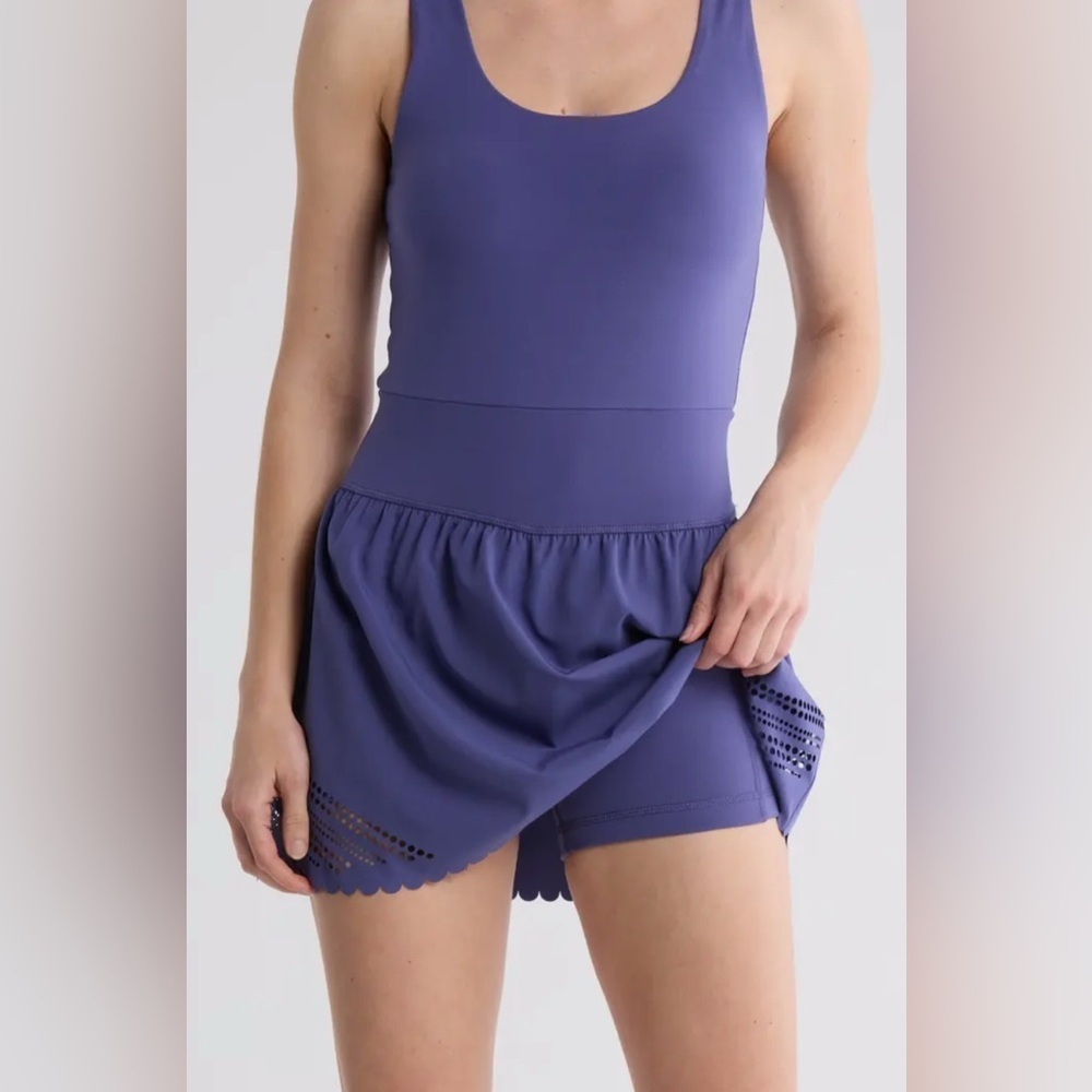 NWT Yogalicious Lux Lightstreme Hybrid Twilight Dress Romper in Skipper Blue